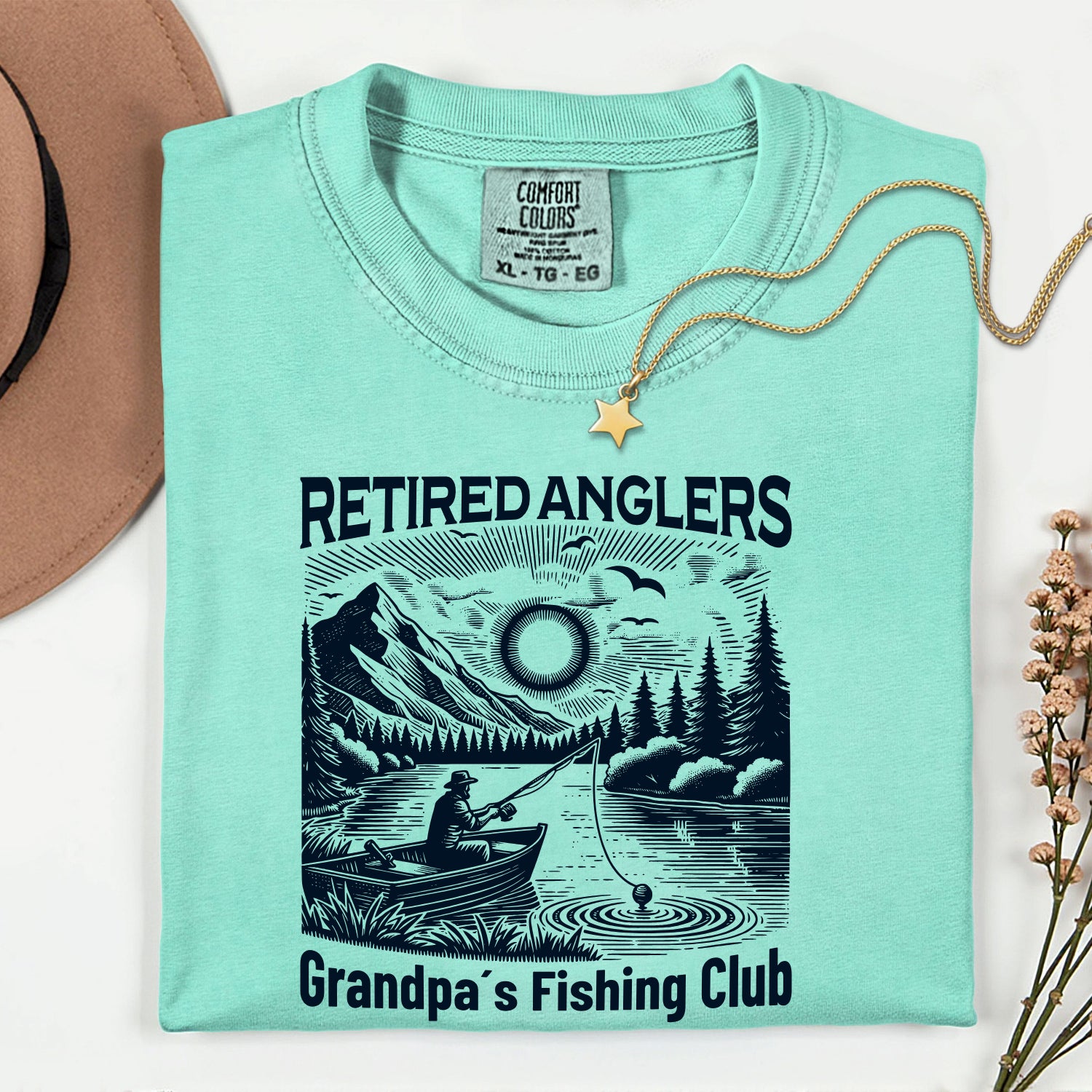 Retired Anglers Grandpa's Fishing Club Shirt | Vintage Fishing T-Shirt | Retirement Gift for Grandpa
