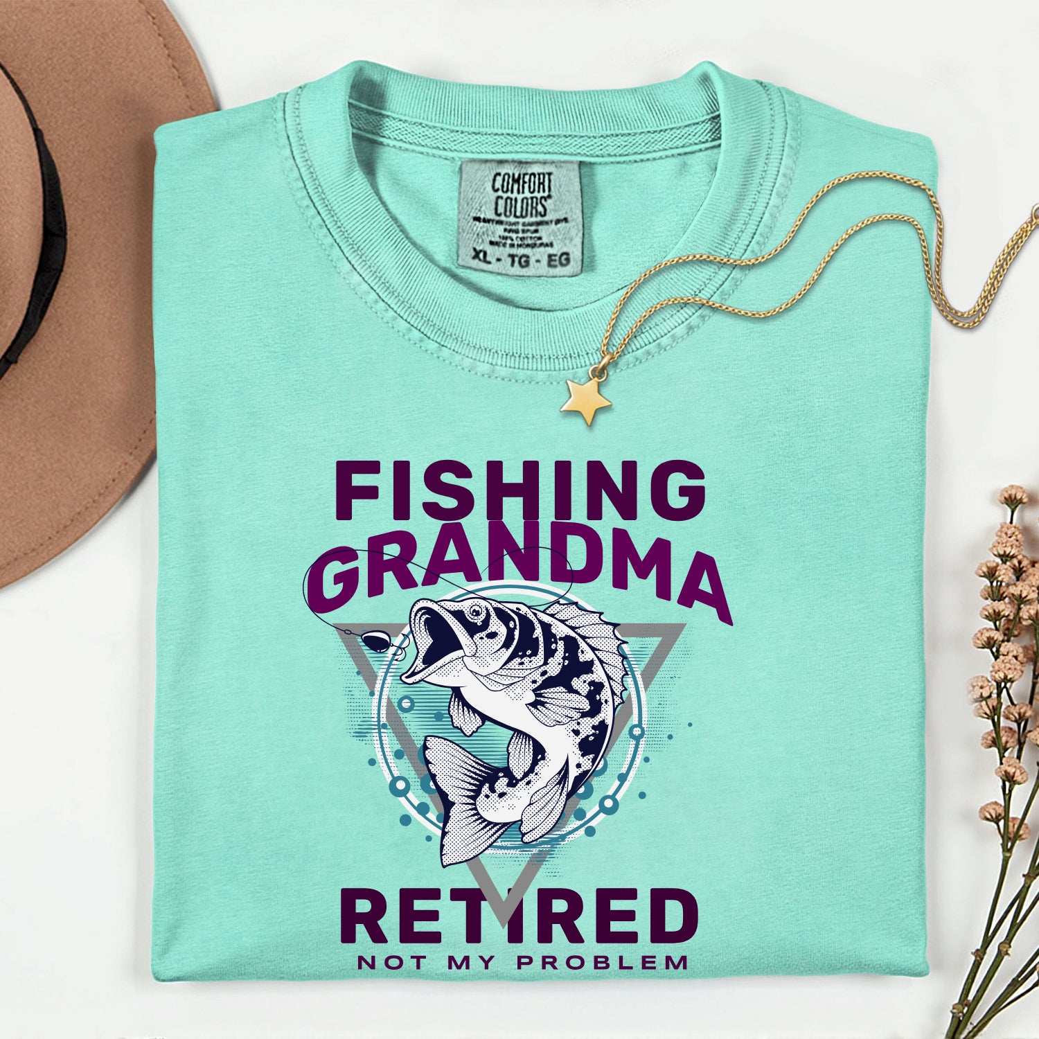 Fishing Grandma Retired Not My Problem Shirt | Funny Retirement Fishing T-Shirt for Women