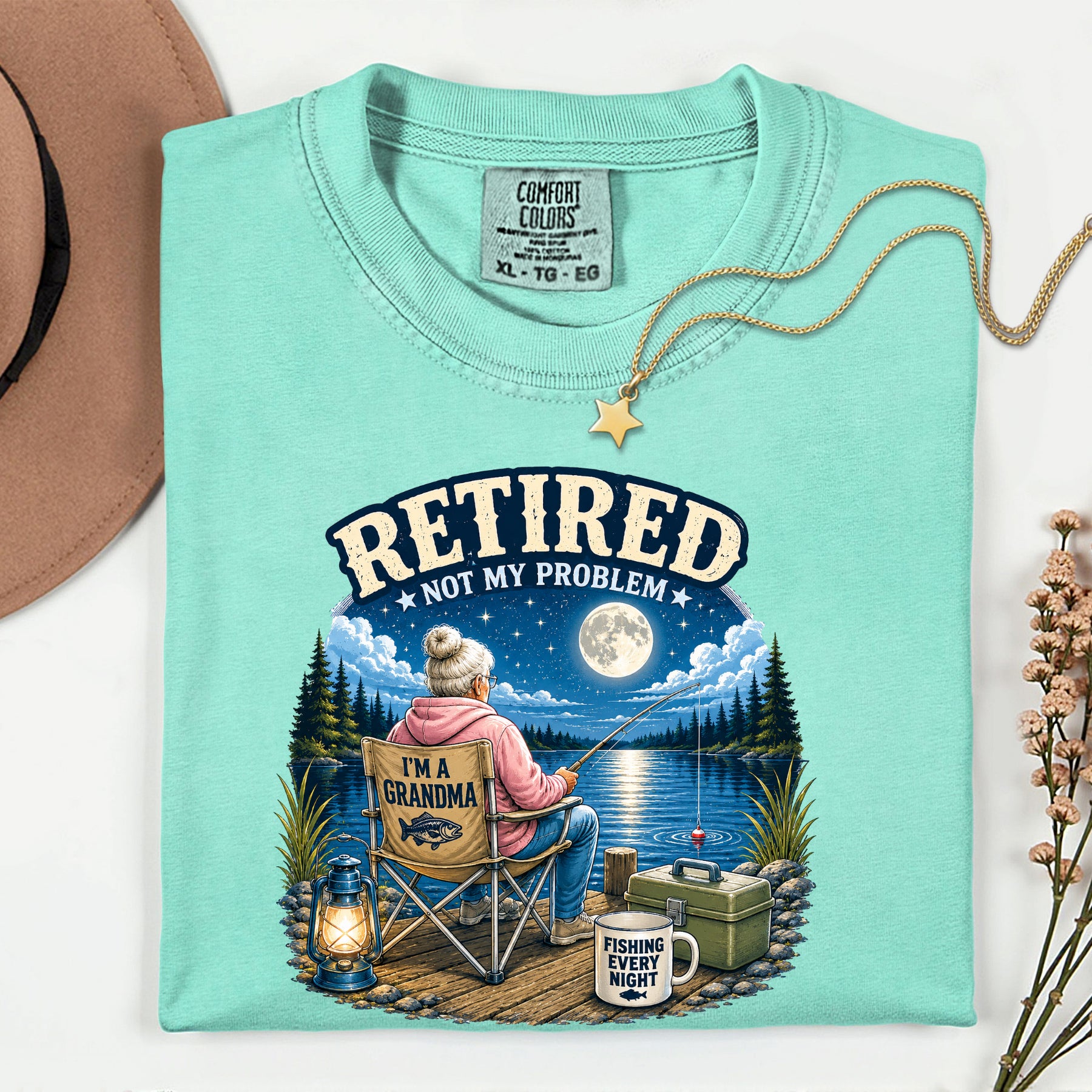 Retired Not My Problem Fishing Grandma Shirt | Funny Retirement Fishing T-Shirt for Grandma