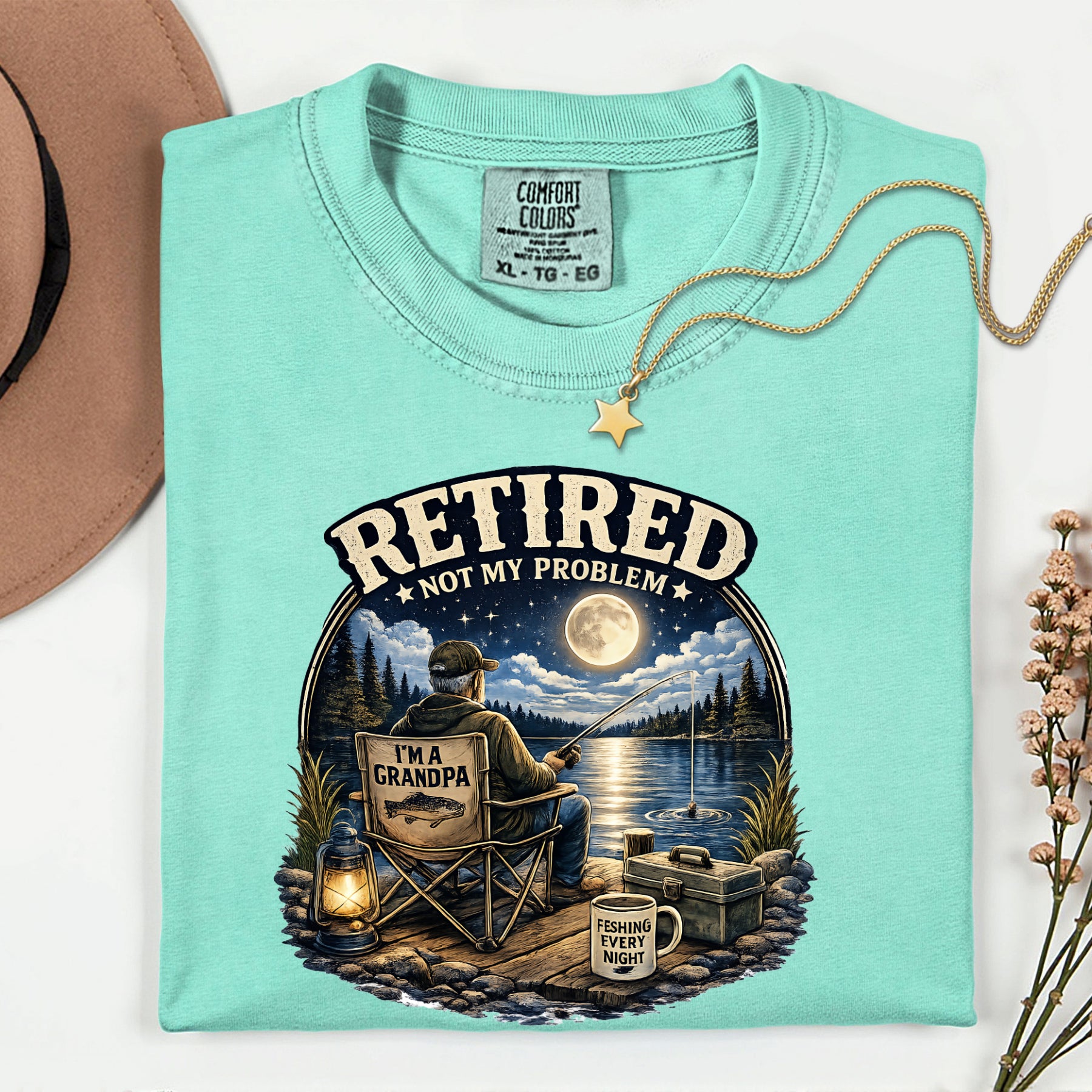 Retired Not My Problem Fishing Grandpa Shirt | Funny Retirement Fishing T-Shirt