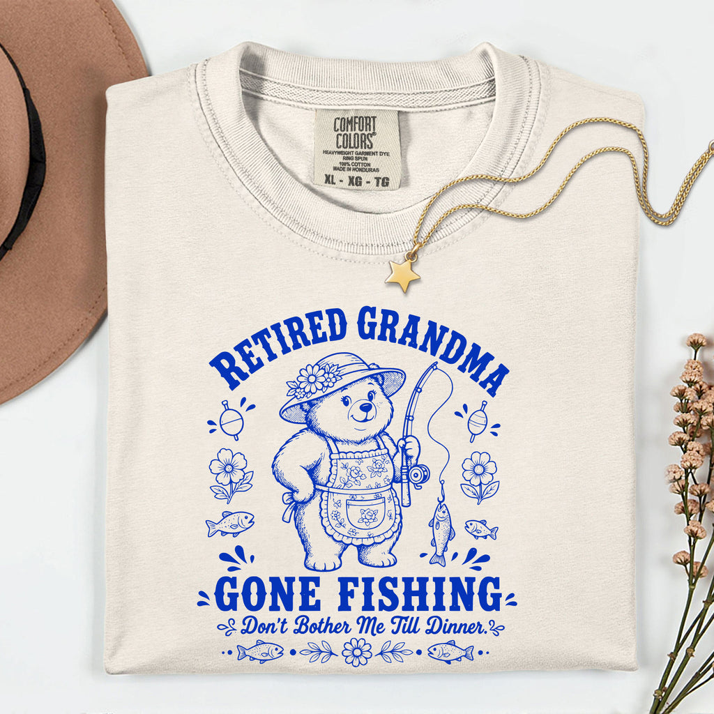 Retired Grandma Gone Fishing Shirt | Funny Fishing Grandma T-Shirt | Retirement Gift for Grandma