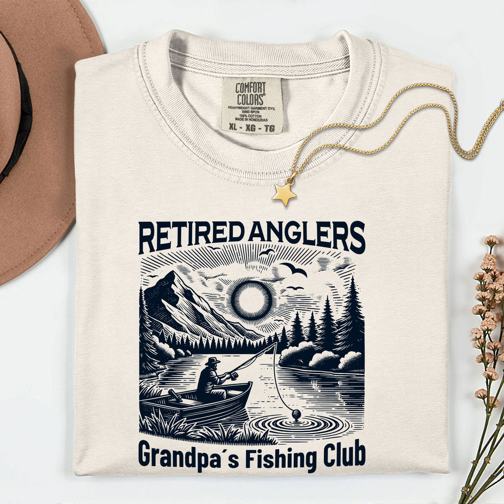 Retired Anglers Grandpa's Fishing Club Shirt | Vintage Fishing T-Shirt | Retirement Gift for Grandpa