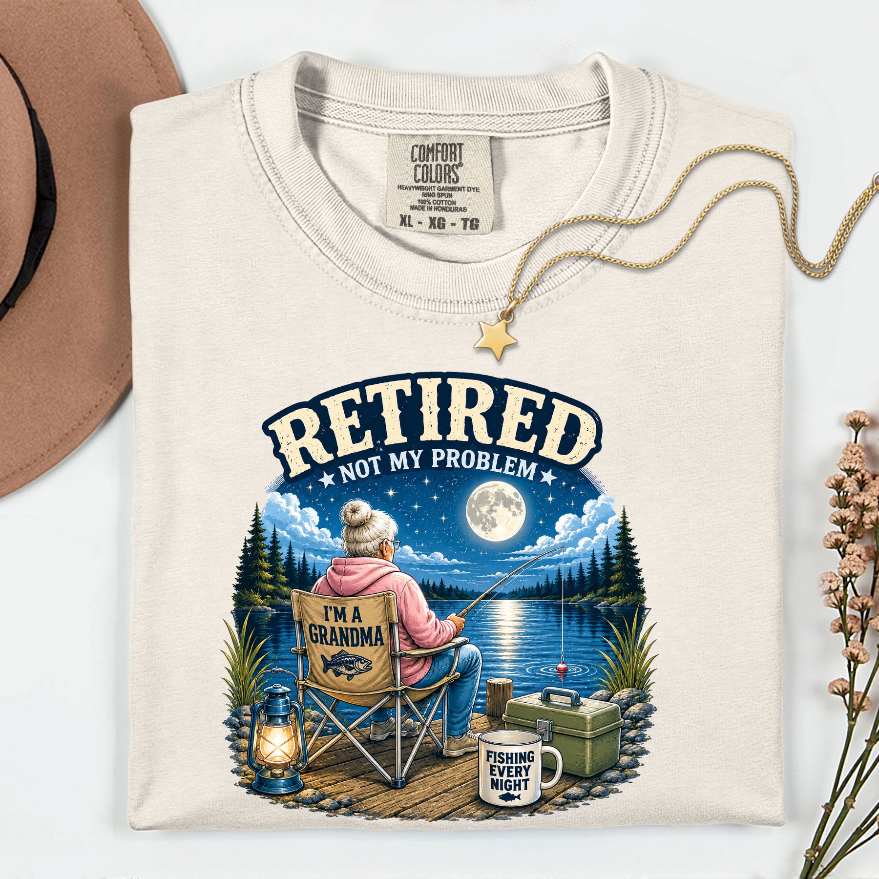 Retired Not My Problem Fishing Grandma Shirt | Funny Retirement Fishing T-Shirt for Grandma