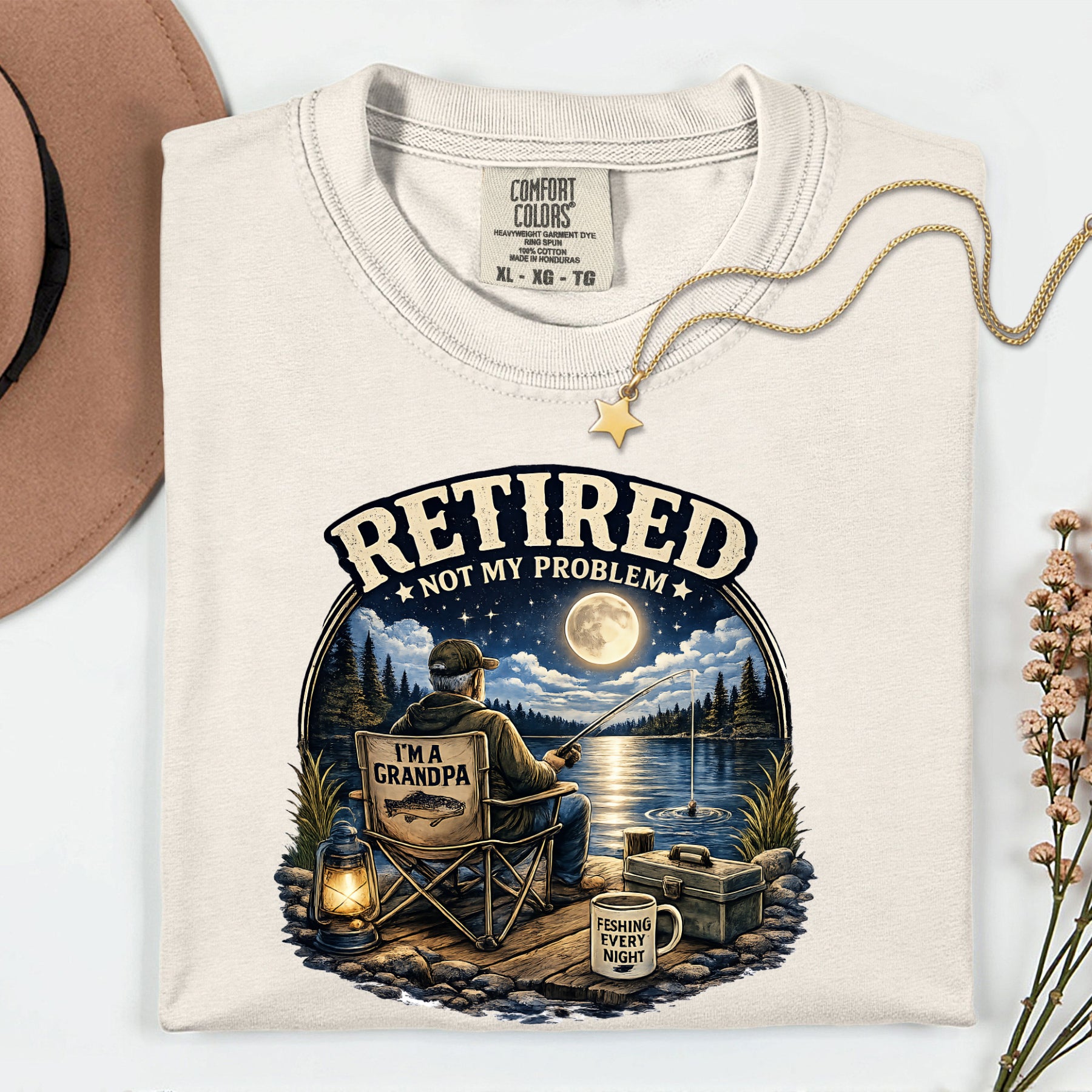Retired Not My Problem Fishing Grandpa Shirt | Funny Retirement Fishing T-Shirt