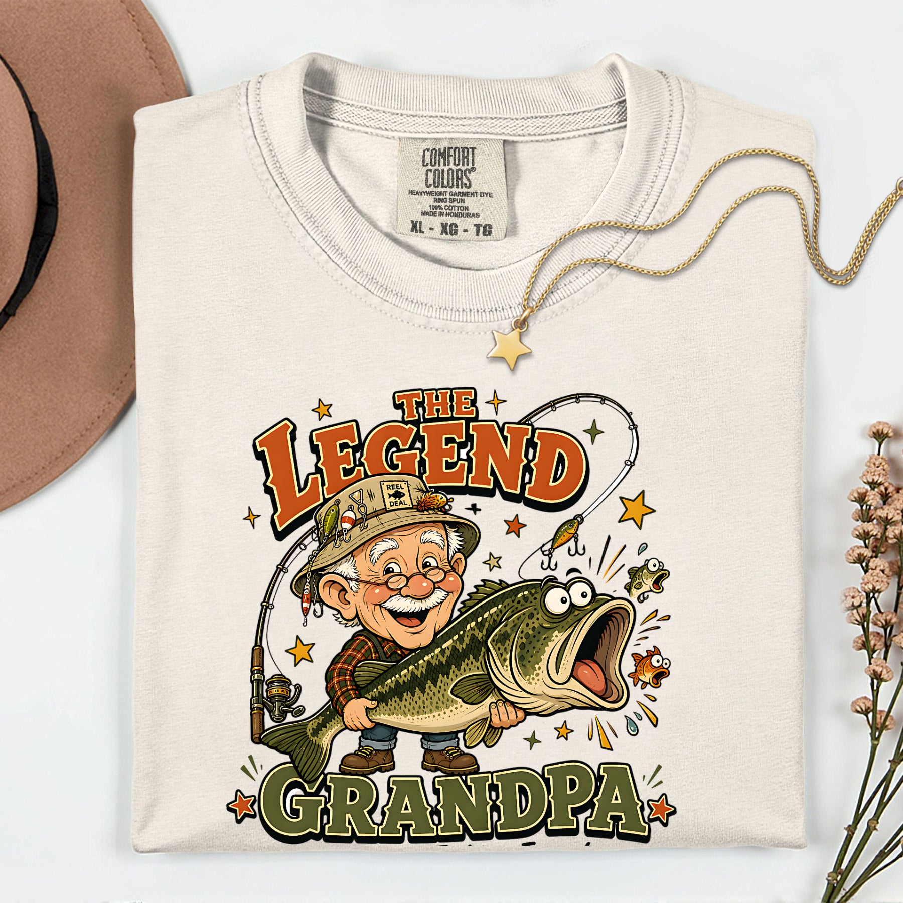 The Legend Grandpa Fishing Shirt | Funny Fisherman Grandpa Bass Fishing T-Shirt