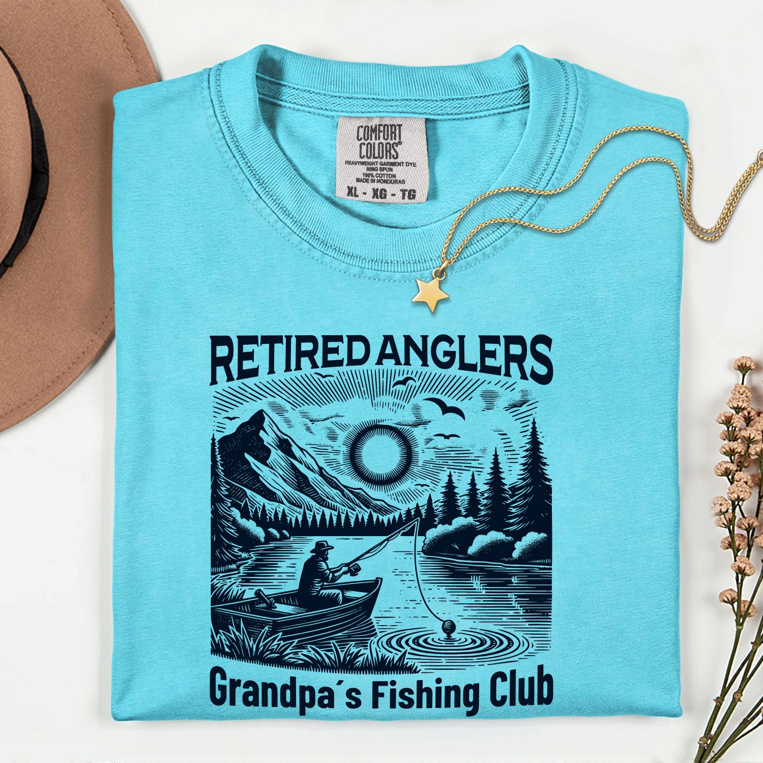Retired Anglers Grandpa's Fishing Club Shirt | Vintage Fishing T-Shirt | Retirement Gift for Grandpa