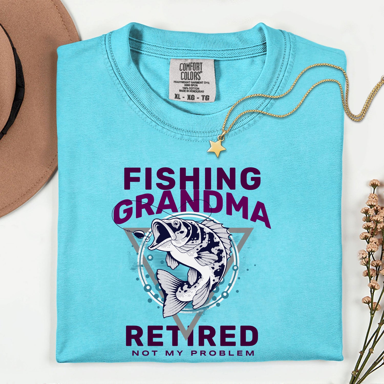 Fishing Grandma Retired Not My Problem Shirt | Funny Retirement Fishing T-Shirt for Women