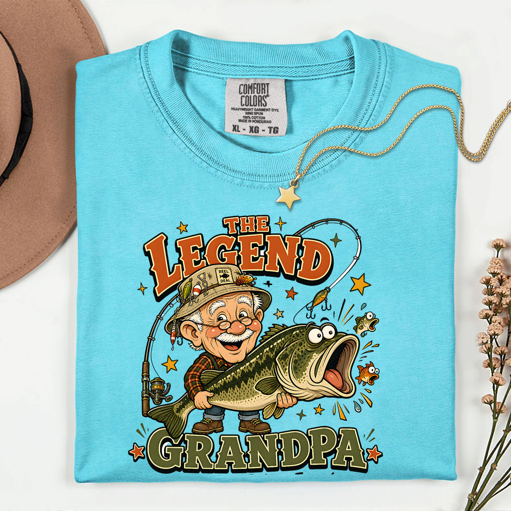 The Legend Grandpa Fishing Shirt | Funny Fisherman Grandpa Bass Fishing T-Shirt
