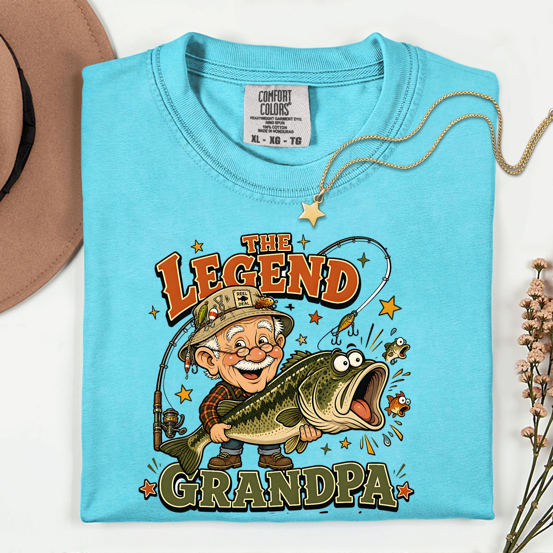 The Legend Grandpa Fishing Shirt | Funny Fisherman Grandpa Bass Fishing T-Shirt