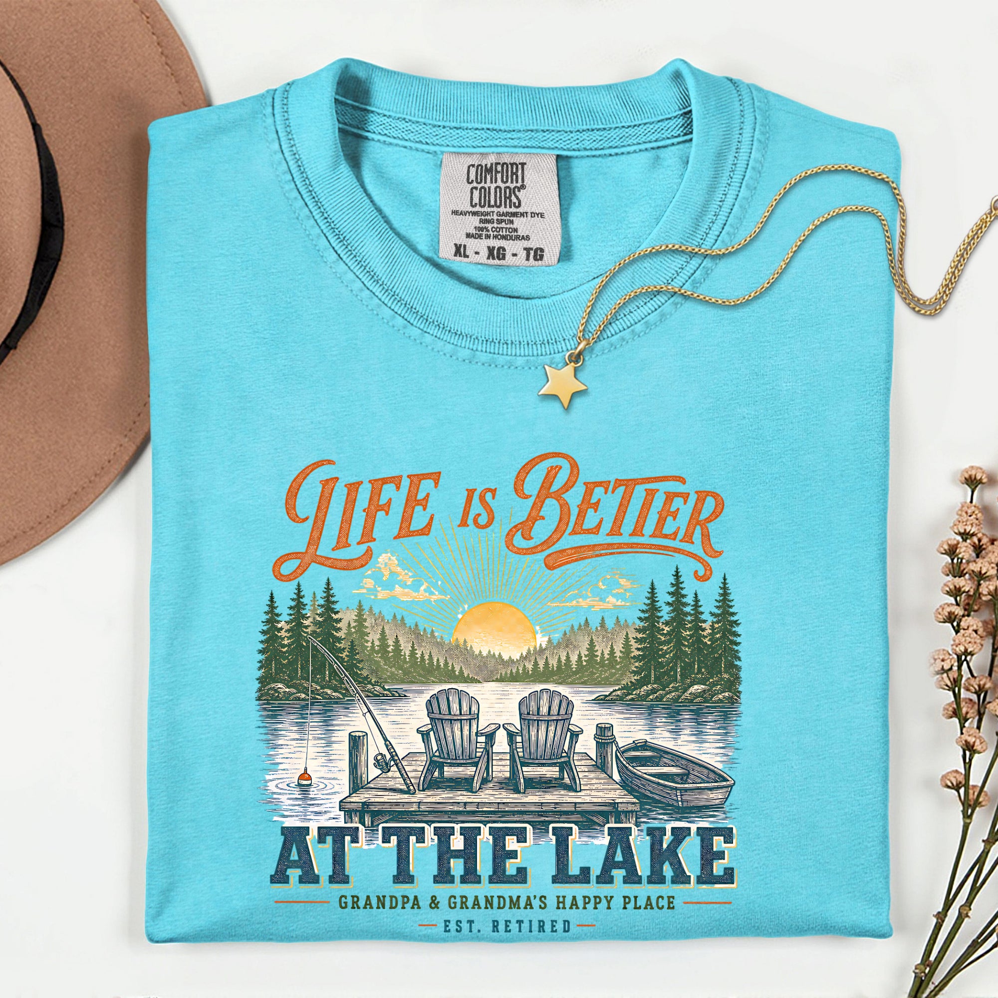 Life Is Better at the Lake Shirt | Grandpa & Grandma Retirement Fishing Lake House T-Shirt