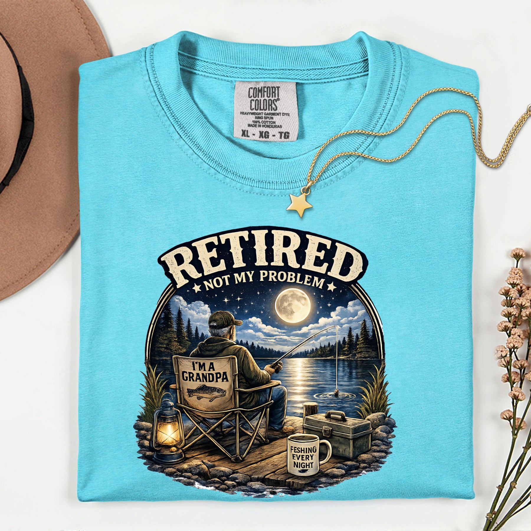Retired Not My Problem Fishing Grandpa Shirt | Funny Retirement Fishing T-Shirt