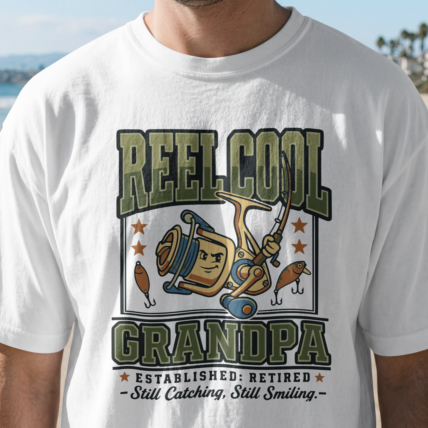 Reel Cool Grandpa Fishing Shirt | Funny Retired Fisherman T-Shirt | Grandpa Fishing Gift