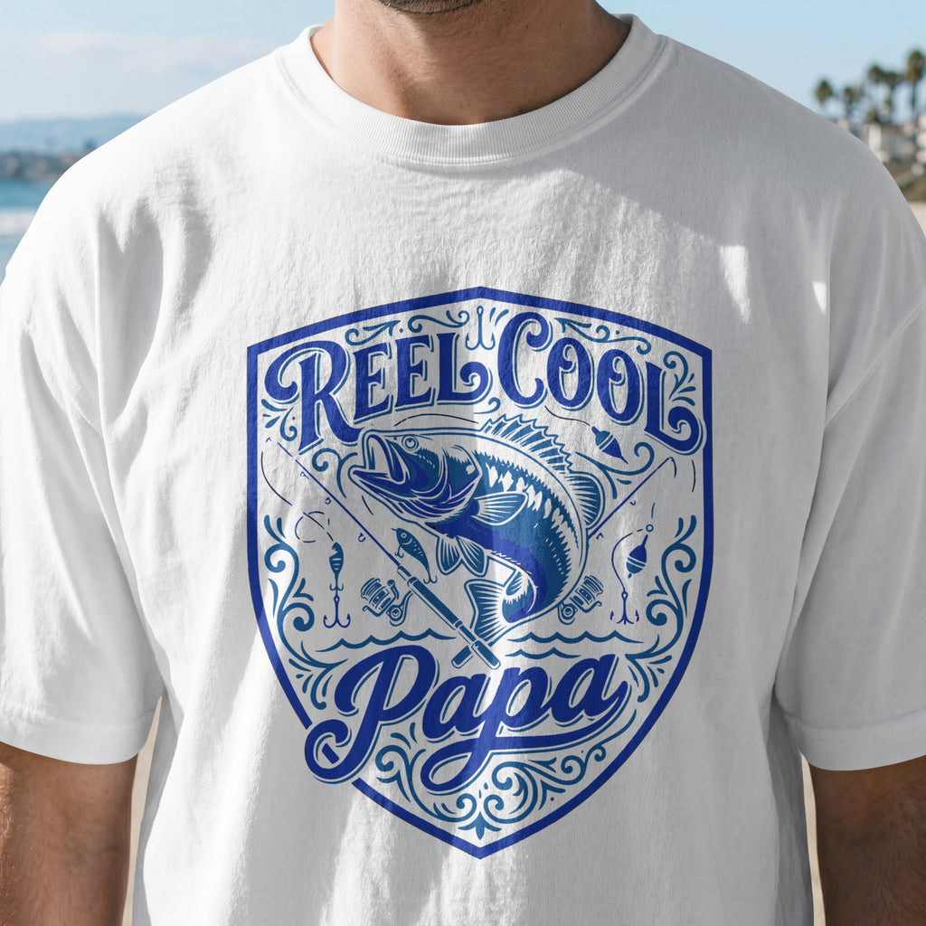 Reel Cool Papa Fishing Shirt | Vintage Bass Fisherman T-Shirt | Dad & Grandpa Fishing Gift