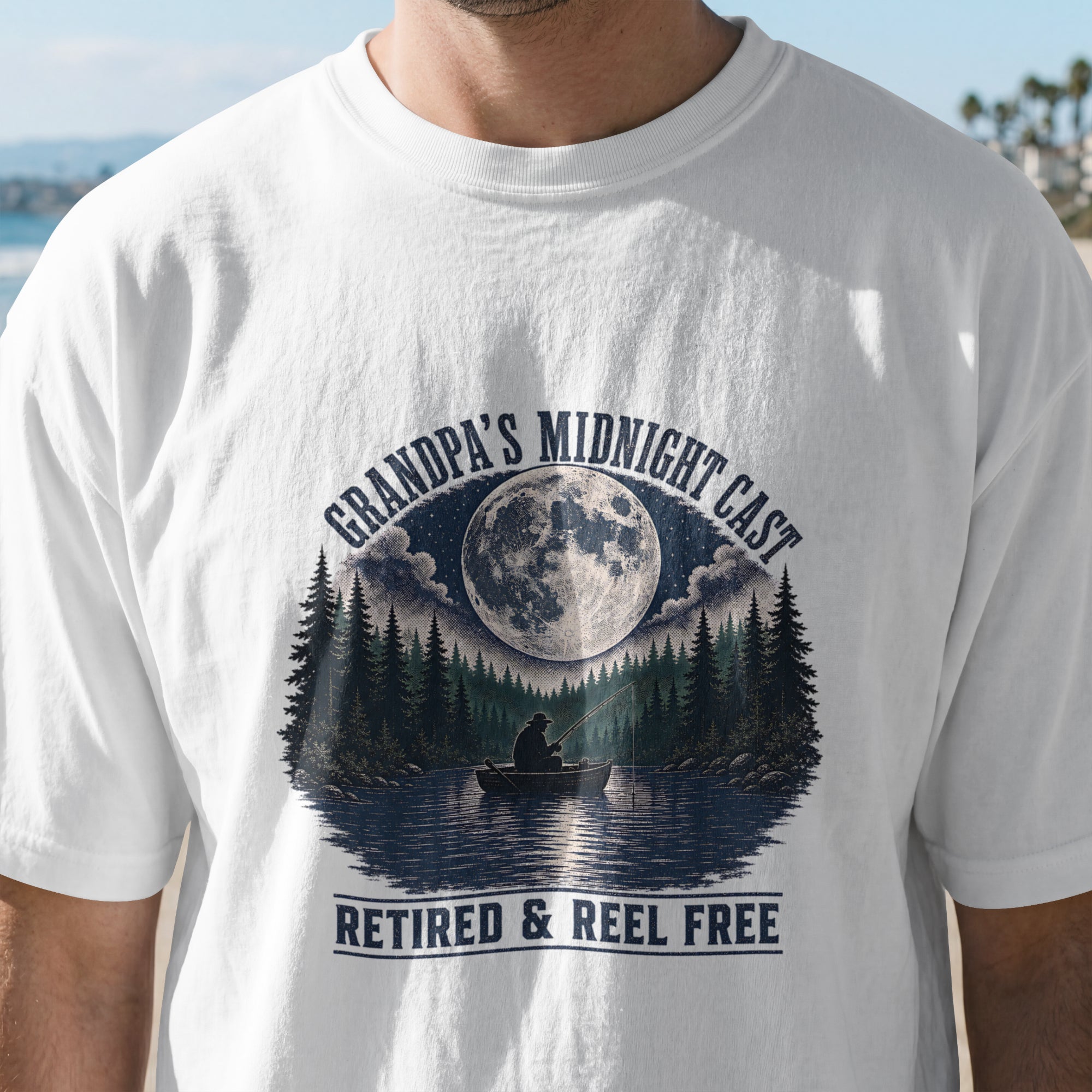 Grandpa's Midnight Cast Fishing Shirt | Retired & Reel Free Fisherman T-Shirt | Grandpa Fishing Gift