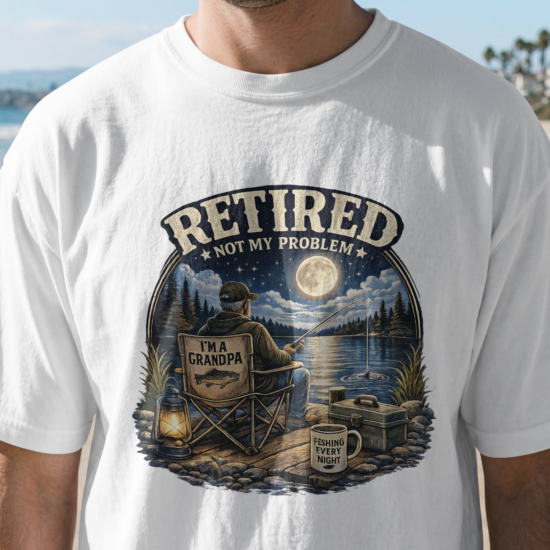 Retired Not My Problem Fishing Grandpa Shirt | Funny Retirement Fishing T-Shirt