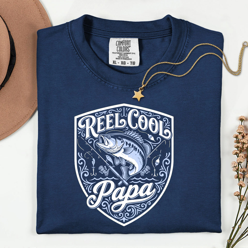 Reel Cool Papa Fishing Shirt | Vintage Bass Fisherman T-Shirt | Dad & Grandpa Fishing Gift