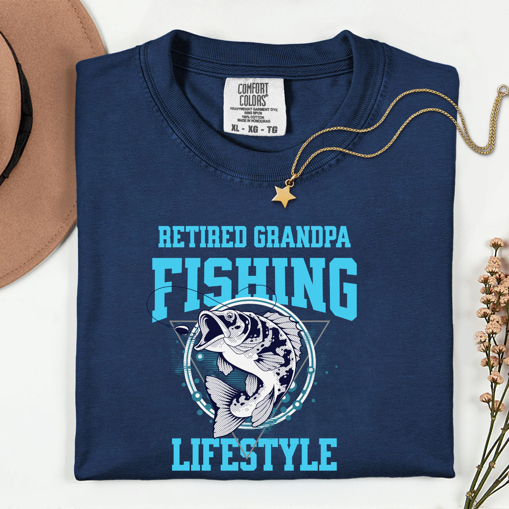 Retired Grandpa Fishing Lifestyle Shirt | Funny Bass Fishing T-Shirt | Retirement Gift for Grandpa