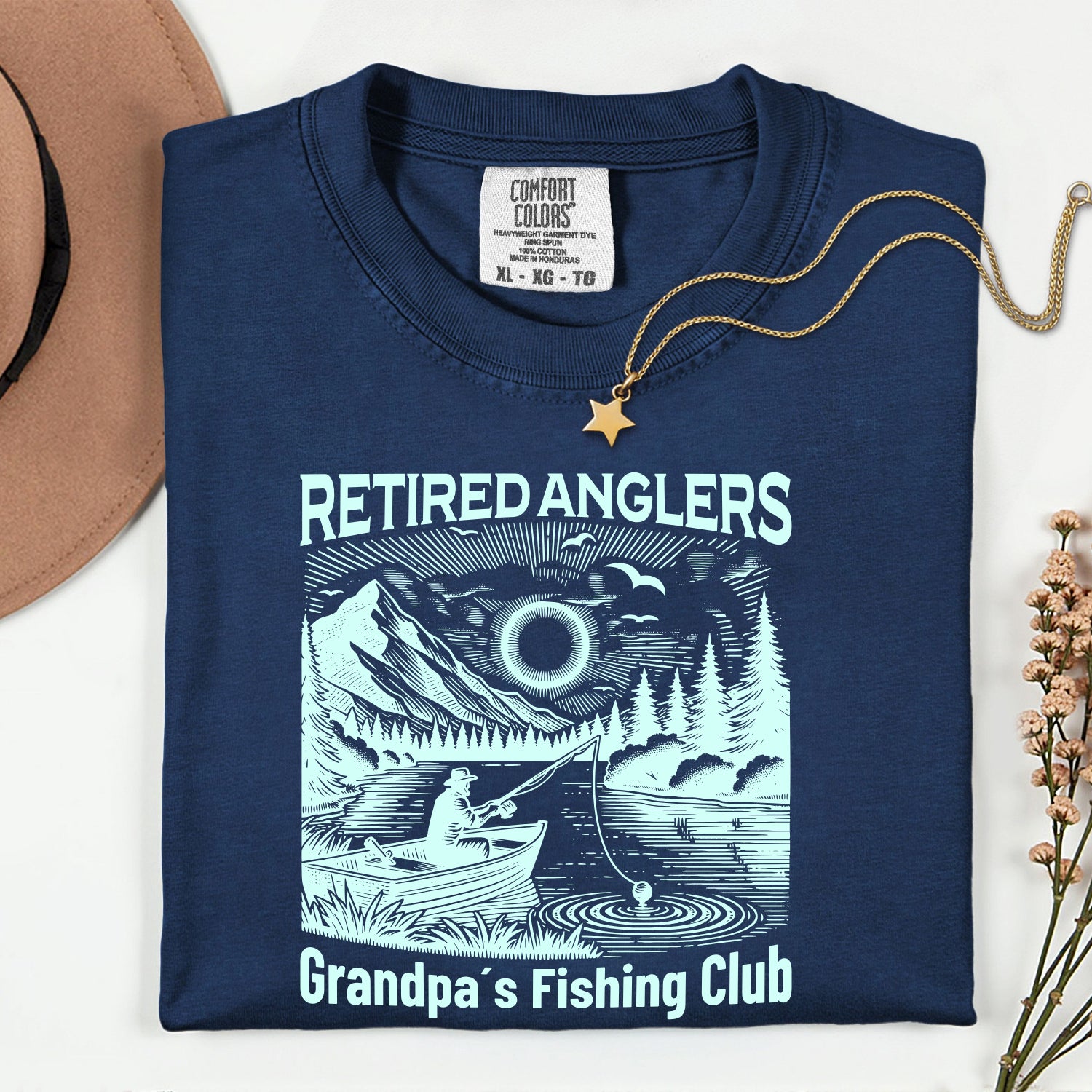 Retired Anglers Grandpa's Fishing Club Shirt | Vintage Fishing T-Shirt | Retirement Gift for Grandpa
