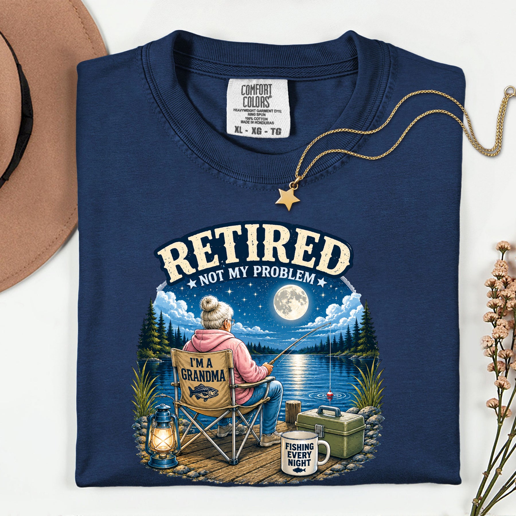 Retired Not My Problem Fishing Grandma Shirt | Funny Retirement Fishing T-Shirt for Grandma