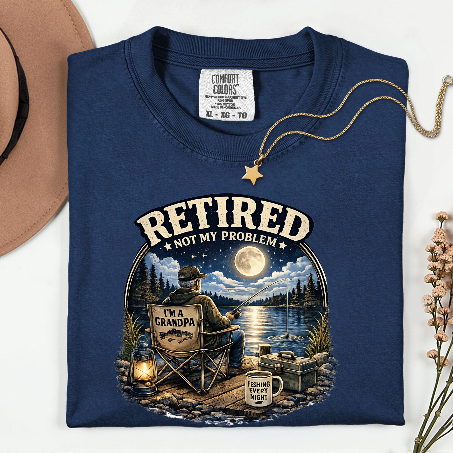Retired Not My Problem Fishing Grandpa Shirt | Funny Retirement Fishing T-Shirt