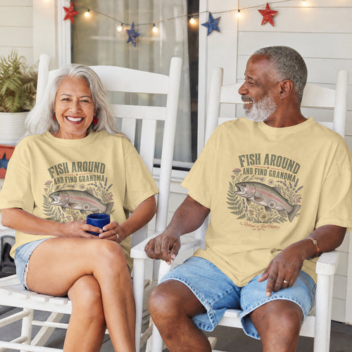 Fish Around and Find Grandma Shirt | Retired & Reel Happy Fishing Grandma T-Shirt