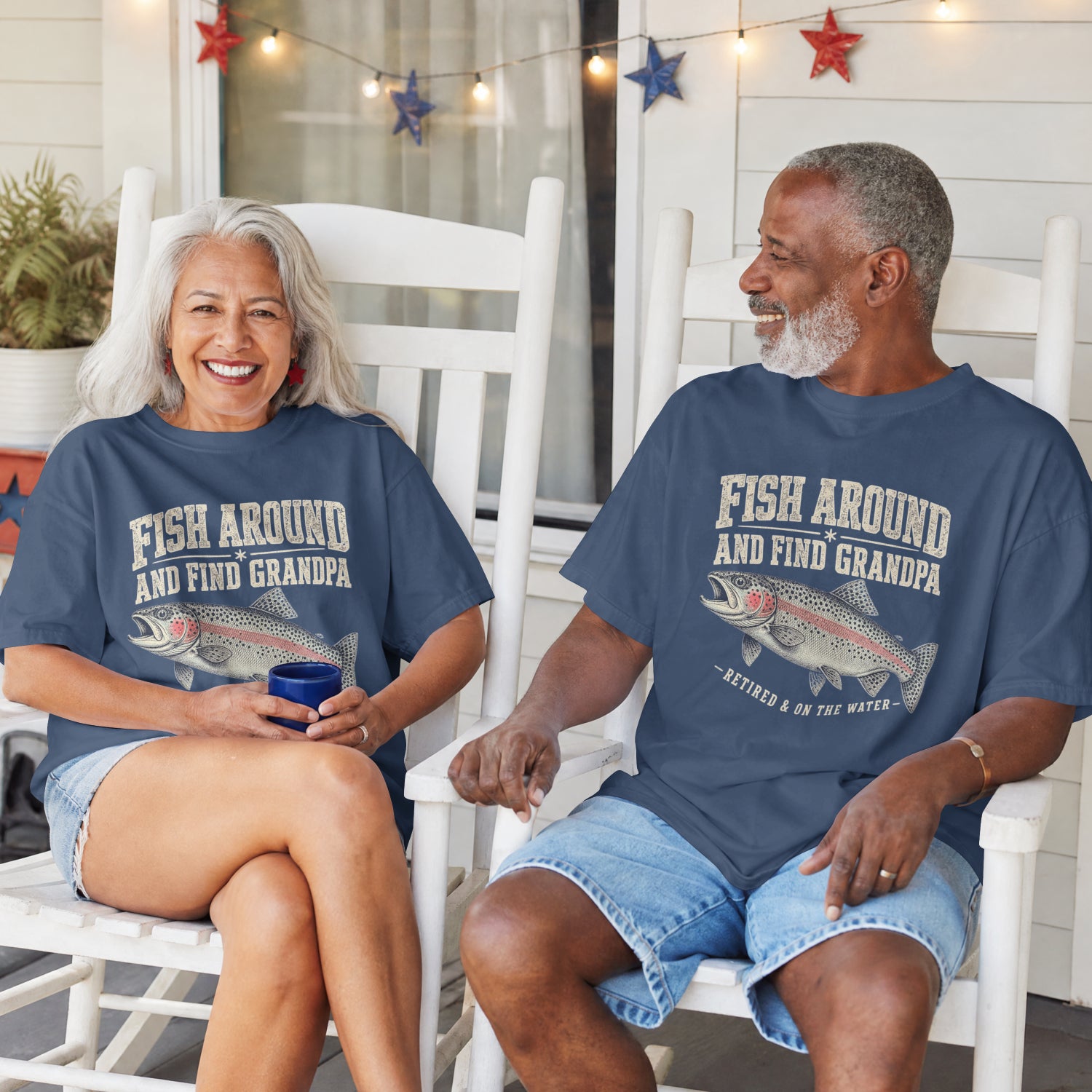 Fish Around and Find Grandpa Shirt | Funny Retired Fisherman Trout Fishing T-Shirt | Grandpa Retirement Gift