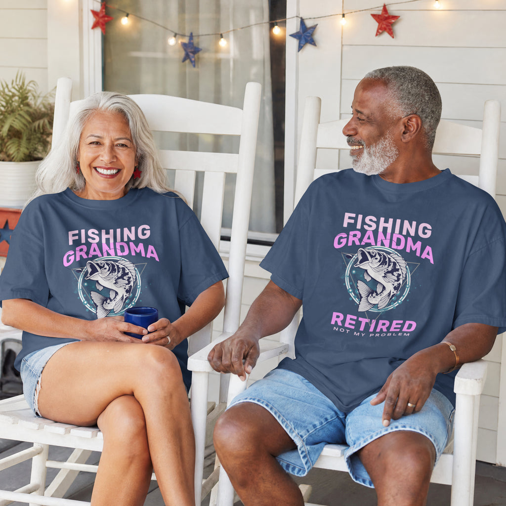 Fishing Grandma Retired Not My Problem Shirt | Funny Retirement Fishing T-Shirt for Women
