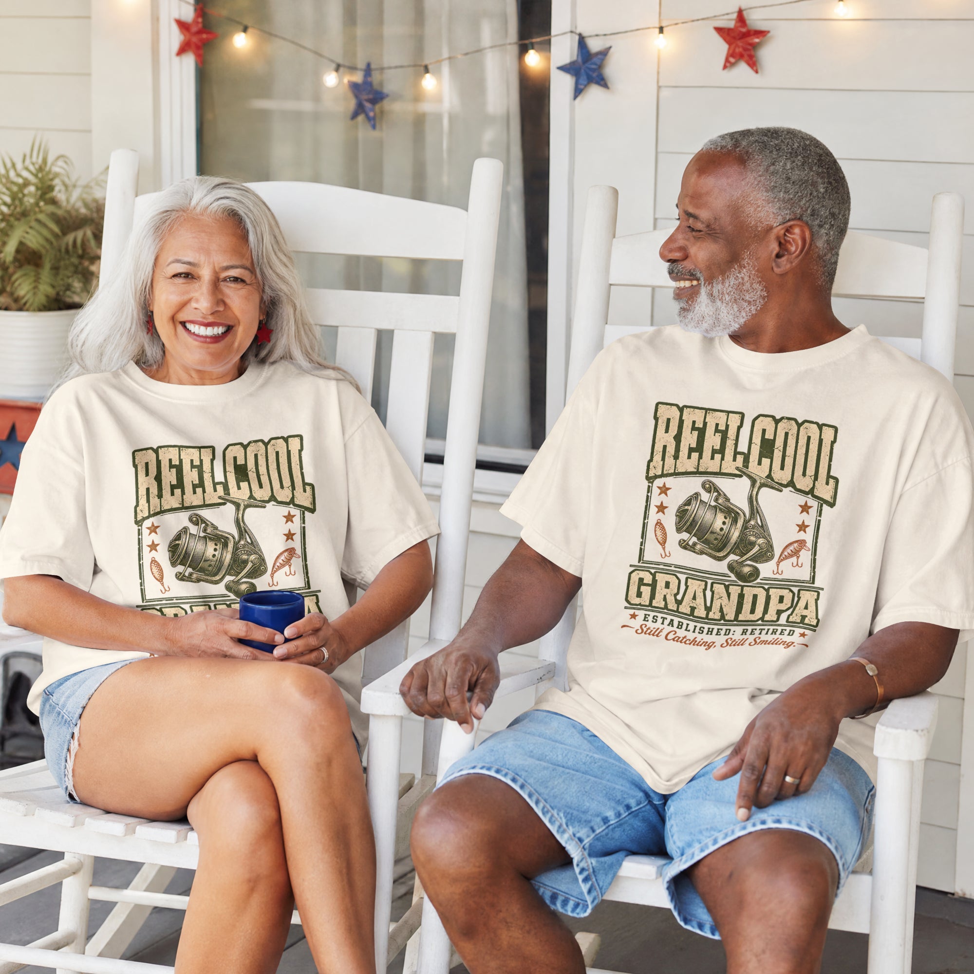 Reel Cool Grandpa Fishing Shirt | Established Retired Still Catching Still Smiling T-Shirt