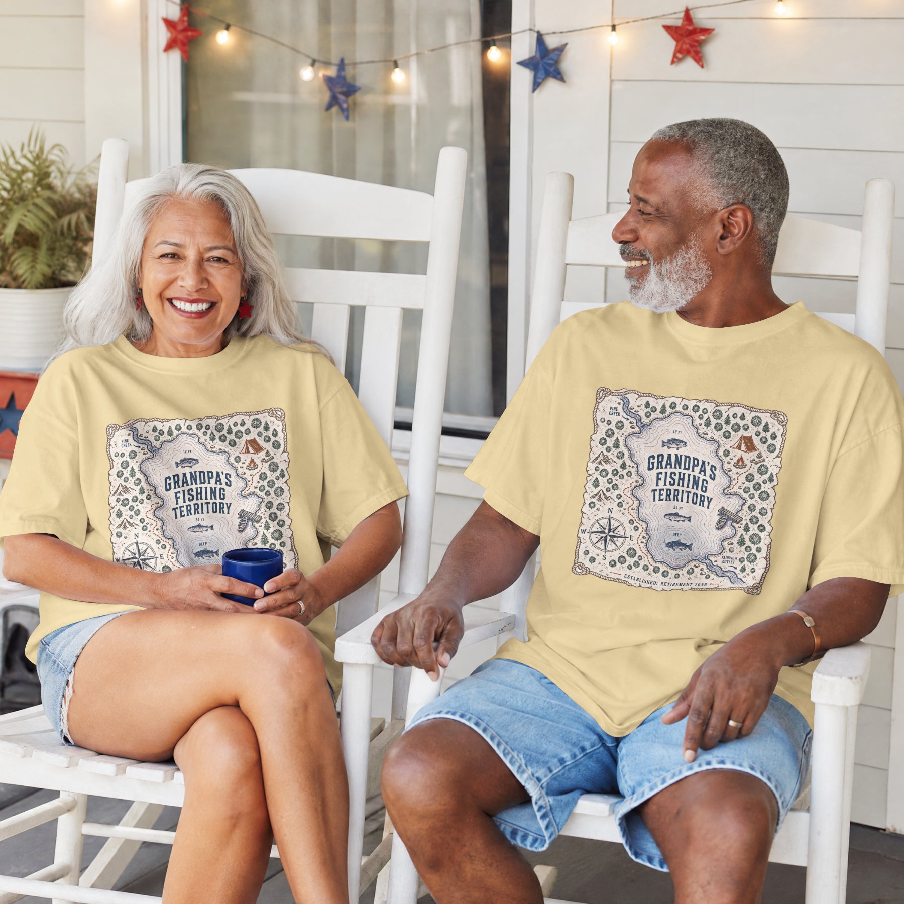 Grandpa's Fishing Territory Shirt | Retirement Fishing Map T-Shirt | Funny Grandpa Fishing Gift