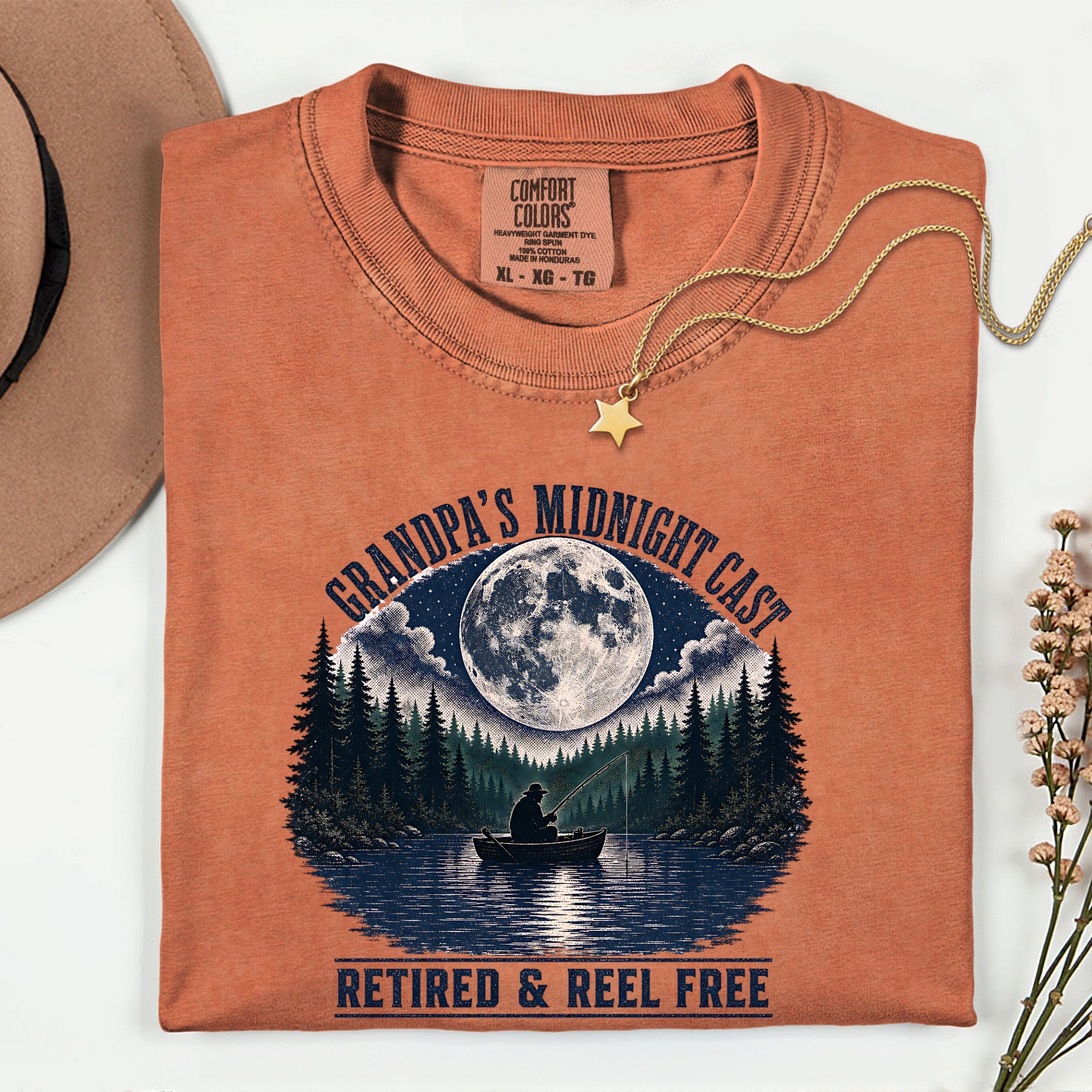 Grandpa's Midnight Cast Fishing Shirt | Retired & Reel Free Fisherman T-Shirt | Grandpa Fishing Gift