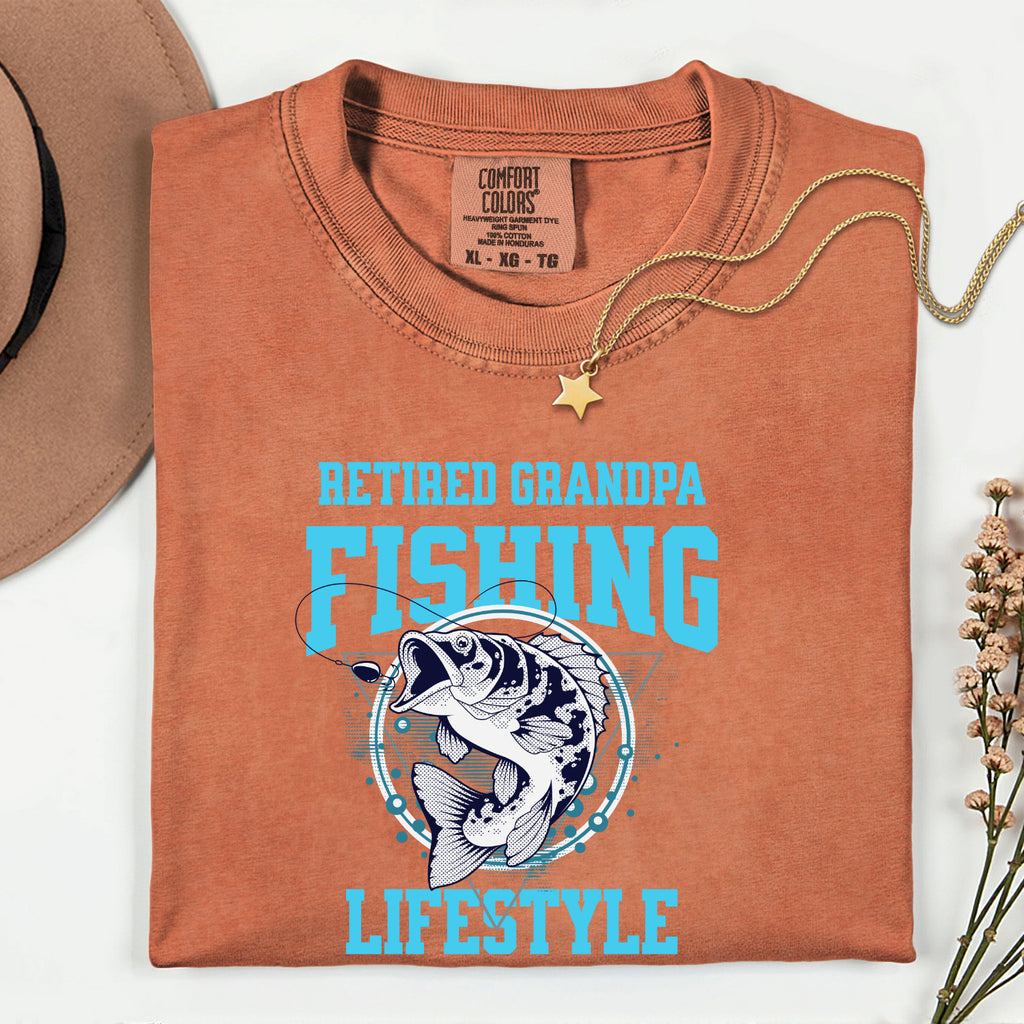 Retired Grandpa Fishing Lifestyle Shirt | Funny Bass Fishing T-Shirt | Retirement Gift for Grandpa