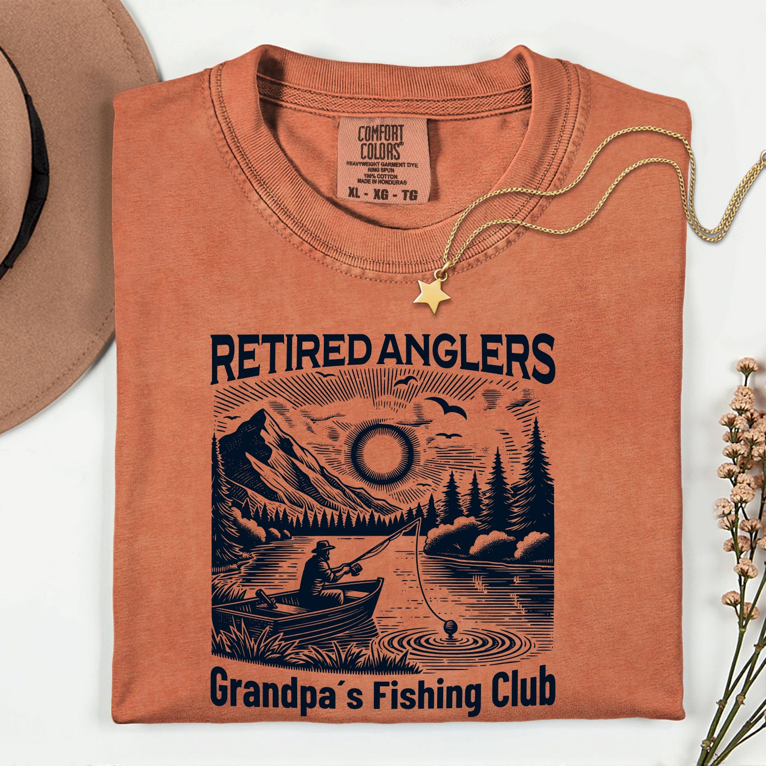 Retired Anglers Grandpa's Fishing Club Shirt | Vintage Fishing T-Shirt | Retirement Gift for Grandpa
