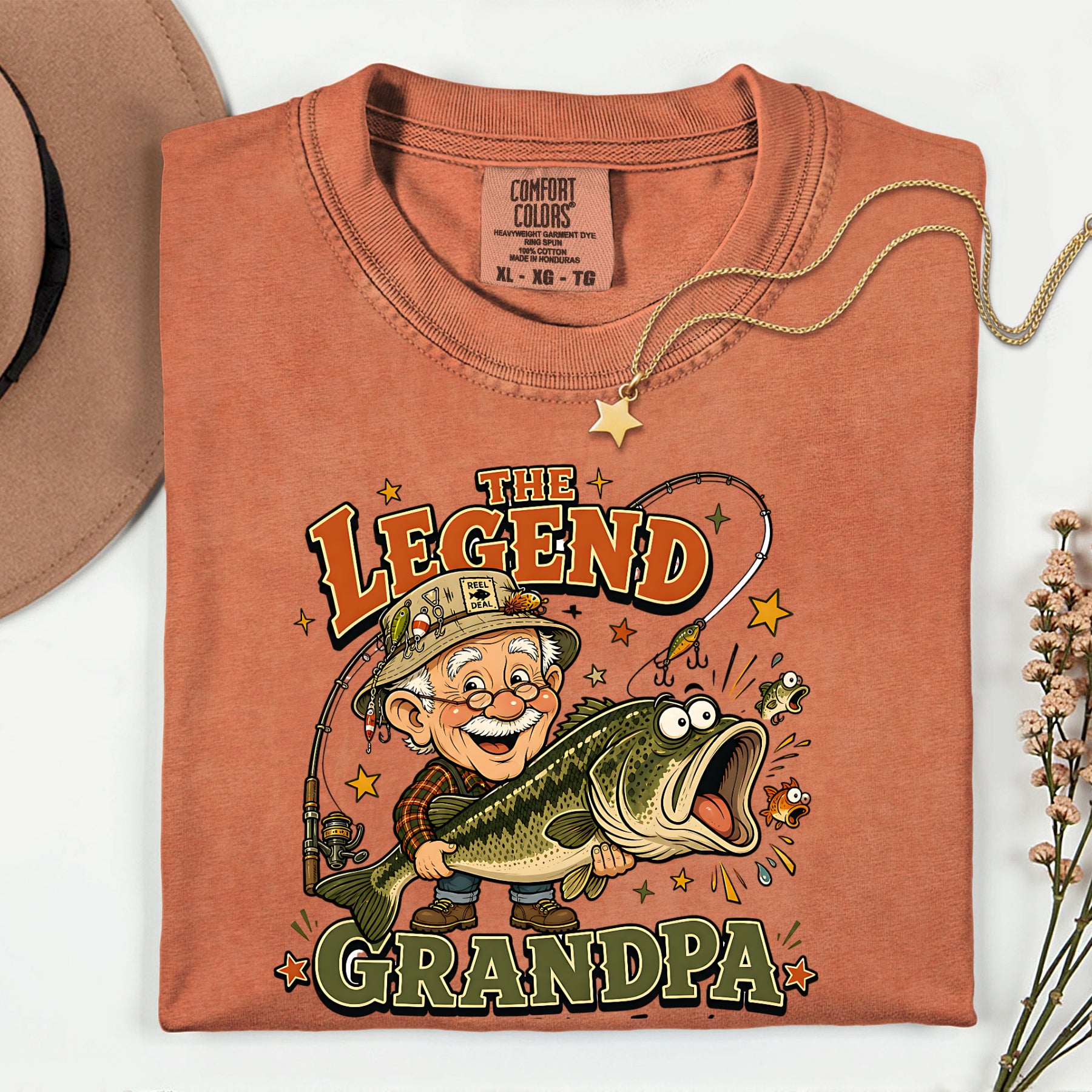 The Legend Grandpa Fishing Shirt | Funny Fisherman Grandpa Bass Fishing T-Shirt