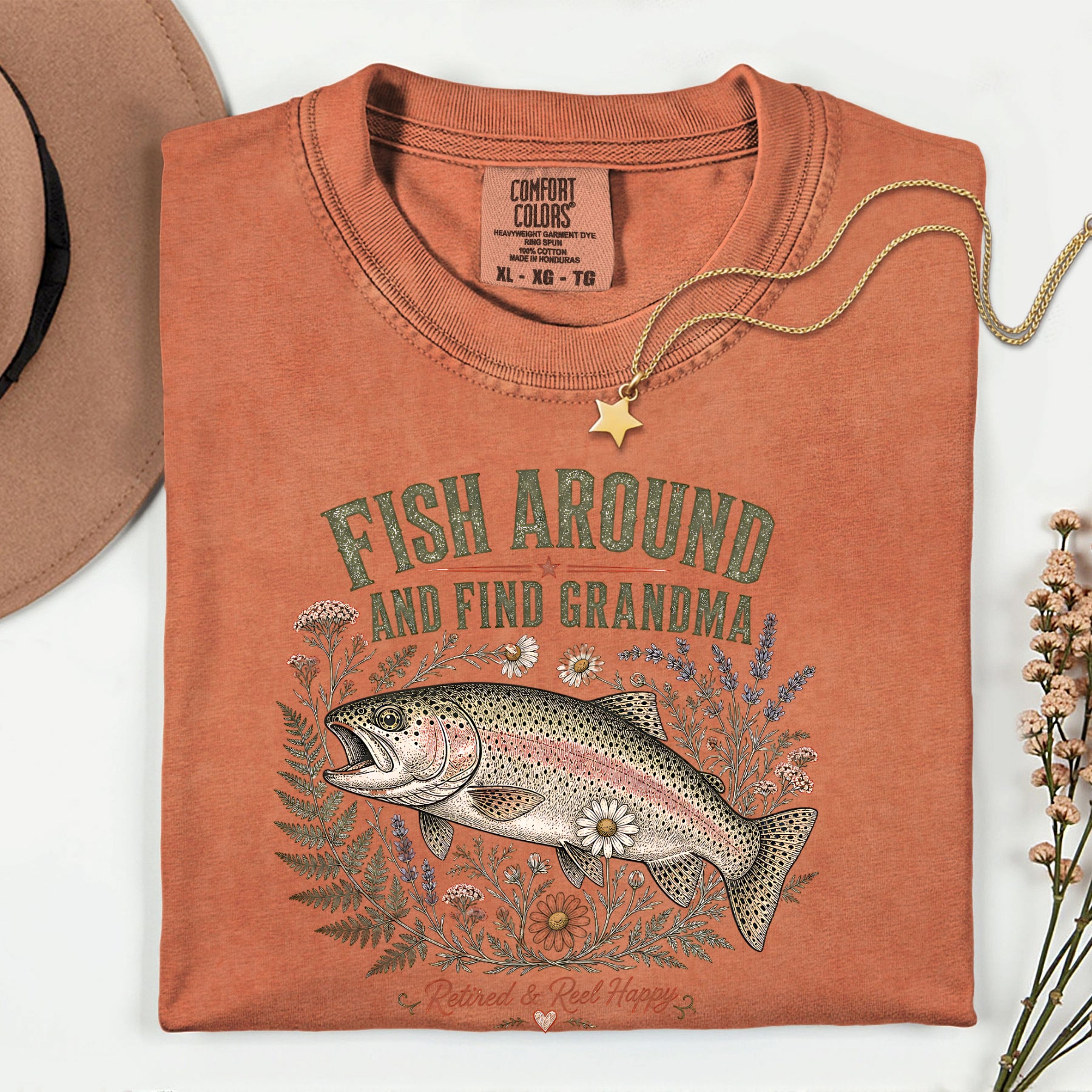 Fish Around and Find Grandma Shirt | Retired & Reel Happy Fishing Grandma T-Shirt