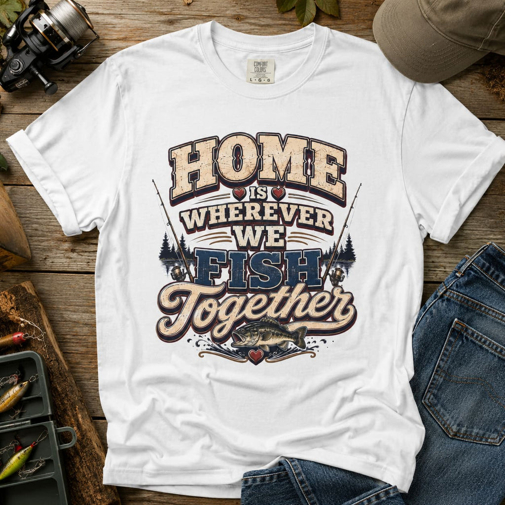 Home Is Wherever We Fish Together Fishing T-Shirt | Couples Fishing Shirt | Lake Life Gift for Fisherman and Fisherwoman
