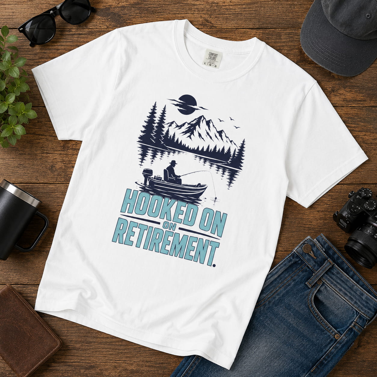 Hooked On Retirement Fishing Shirt | Funny Retirement Gift for Grandpa Grandma | Retired Fisherman T-Shirt | Lake Life Fishing Tee