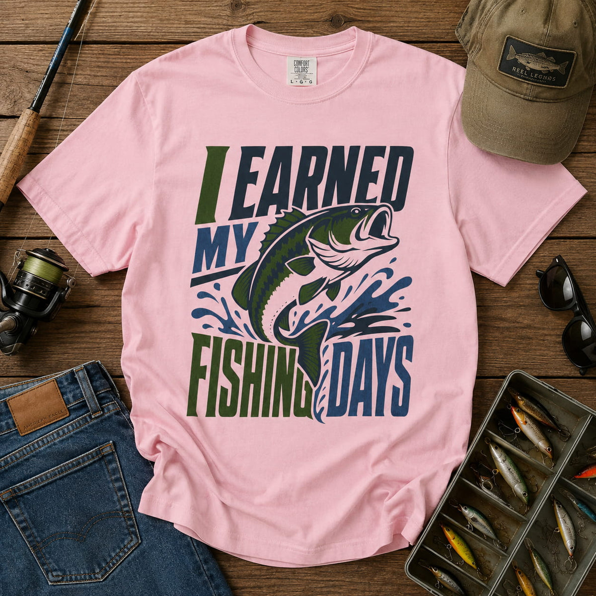 I Earned My Fishing Days Shirt | Bass Fishing T-Shirt | Fishing Gift for Anglers | Unisex Outdoor Tee