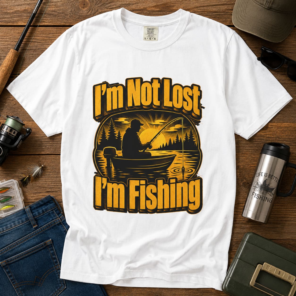 I'm Not Lost I'm Fishing Shirt – Funny Vintage Fisherman Lake T-Shirt