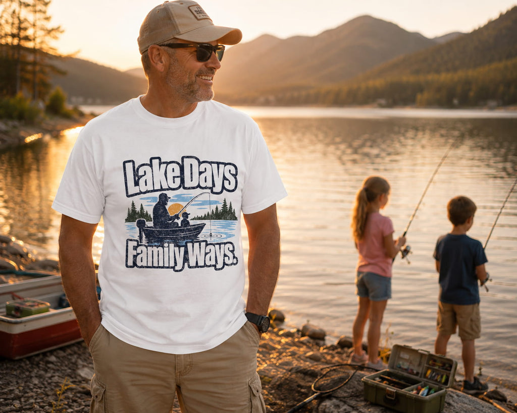 Lake Days Family Ways Fishing Shirt – Family Fishing T-Shirt, Lake Life Gift, Outdoor Adventure Tee