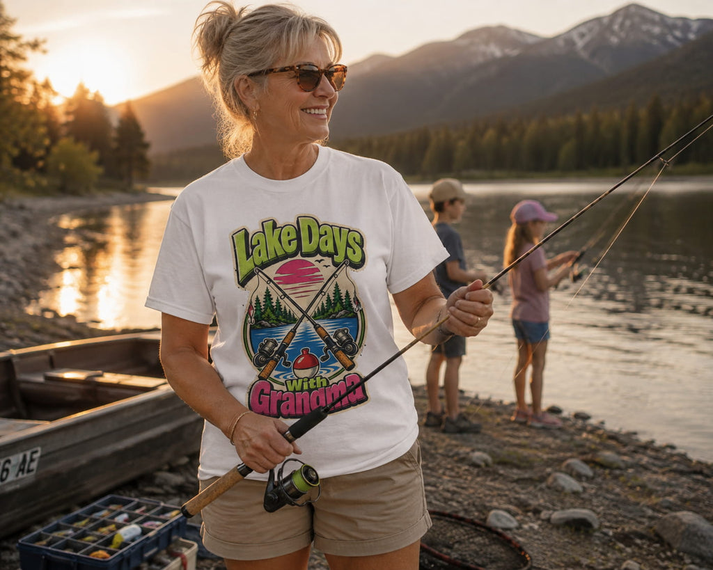 Lake Days With Grandma Fishing Shirt – Grandma Fishing Gift, Lake Life T-Shirt, Fishing Grandma Gift