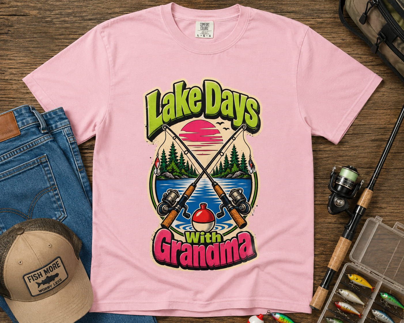 Lake Days With Grandma Fishing Shirt – Grandma Fishing Gift, Lake Life T-Shirt, Fishing Grandma Gift