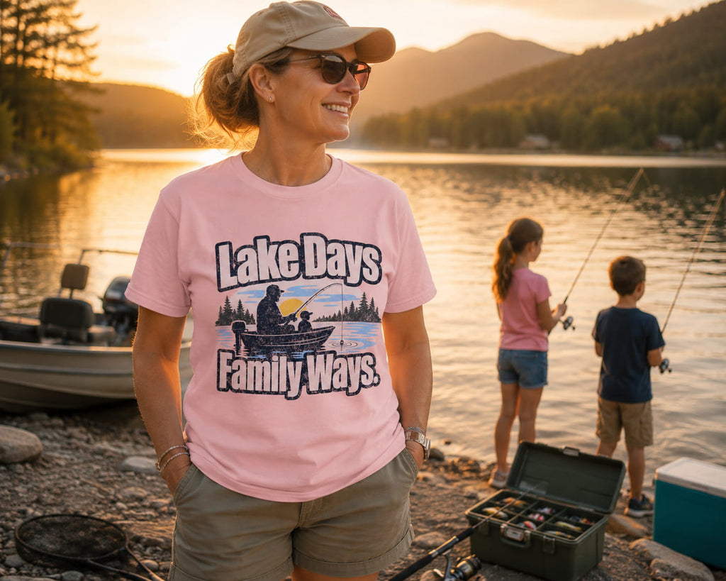 Lake Days Family Ways Fishing Shirt – Family Fishing T-Shirt, Lake Life Gift, Outdoor Adventure Tee