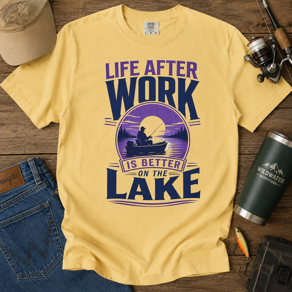 Life After Work Is Better on the Lake Fishing Retirement T-Shirt