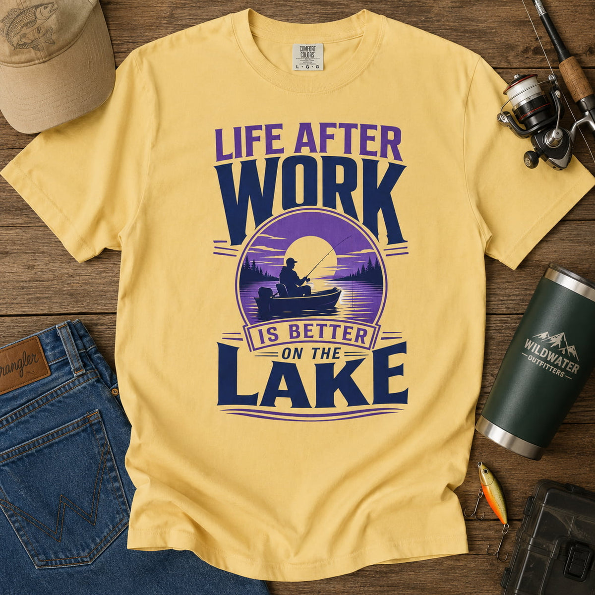 Life After Work Is Better on the Lake Fishing Retirement T-Shirt