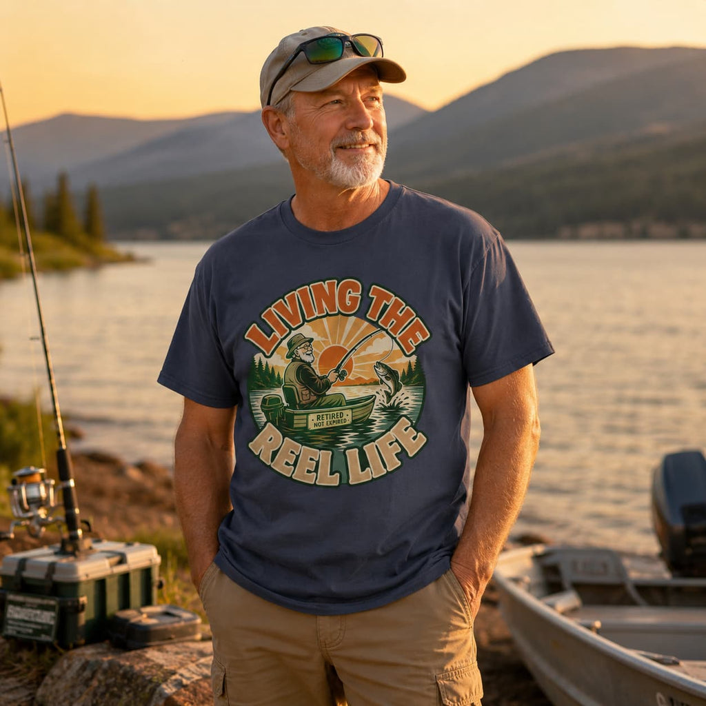 Living the Reel Life Retired Fisherman Shirt – Retired Not Expired Fishing T-Shirt