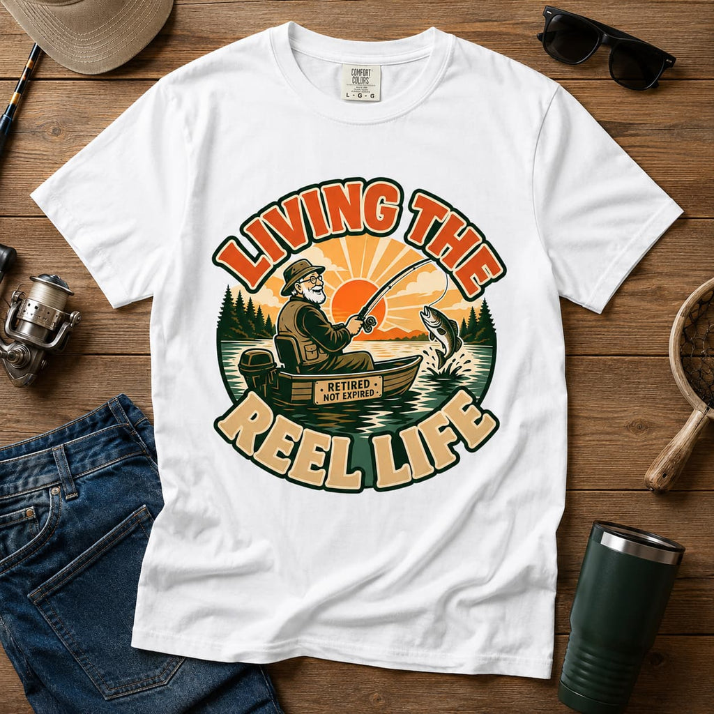 Living the Reel Life Retired Fisherman Shirt – Retired Not Expired Fishing T-Shirt