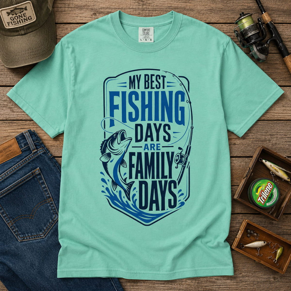 My Best Fishing Days Are Family Days T-Shirt | Family Fishing Gift for Grandpa Grandma Mom Dad