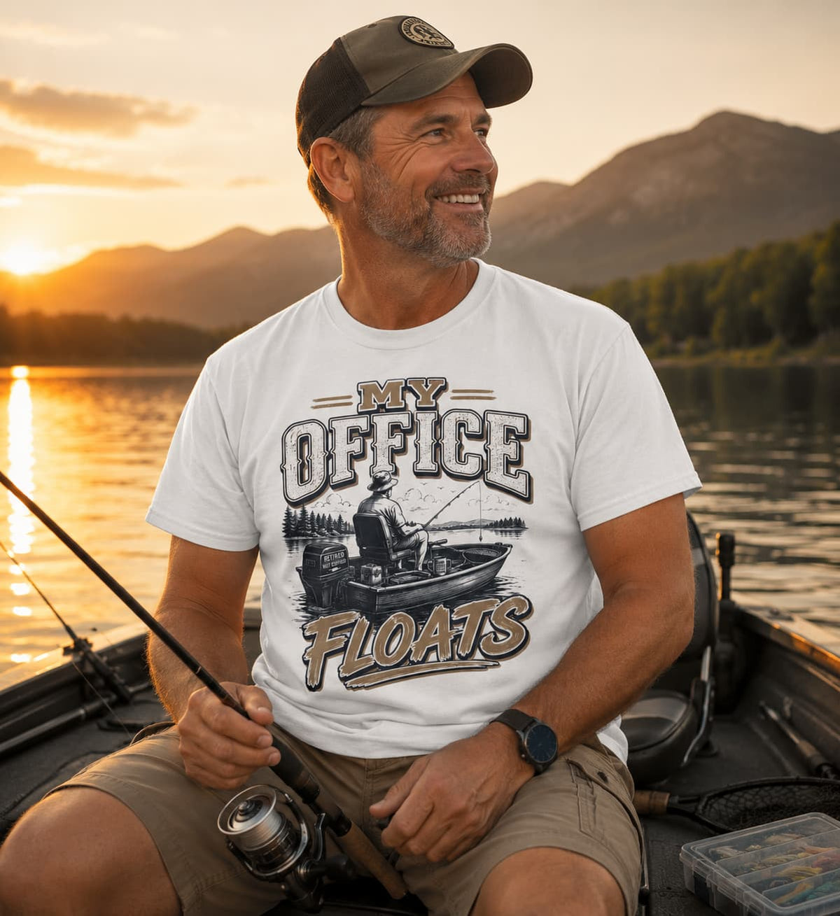 My Office Floats Fishing Shirt – Funny Retirement Gift for Fishermen, Retired Angler Boat Shirt