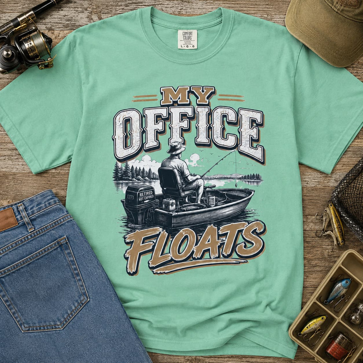My Office Floats Fishing Shirt – Funny Retirement Gift for Fishermen, Retired Angler Boat Shirt