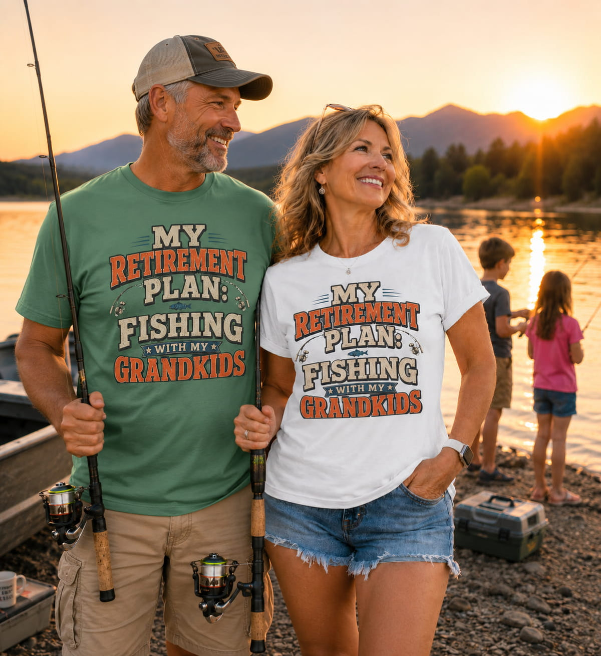 My Retirement Plan Fishing With My Grandkids T-Shirt | Retirement Fishing Shirt for Grandpa